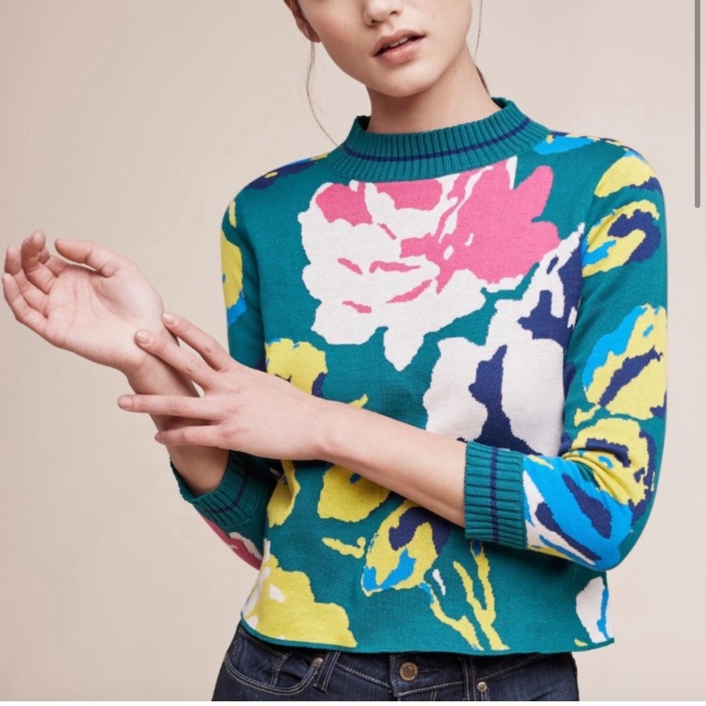 HWR Anthropologie Floral Sweater